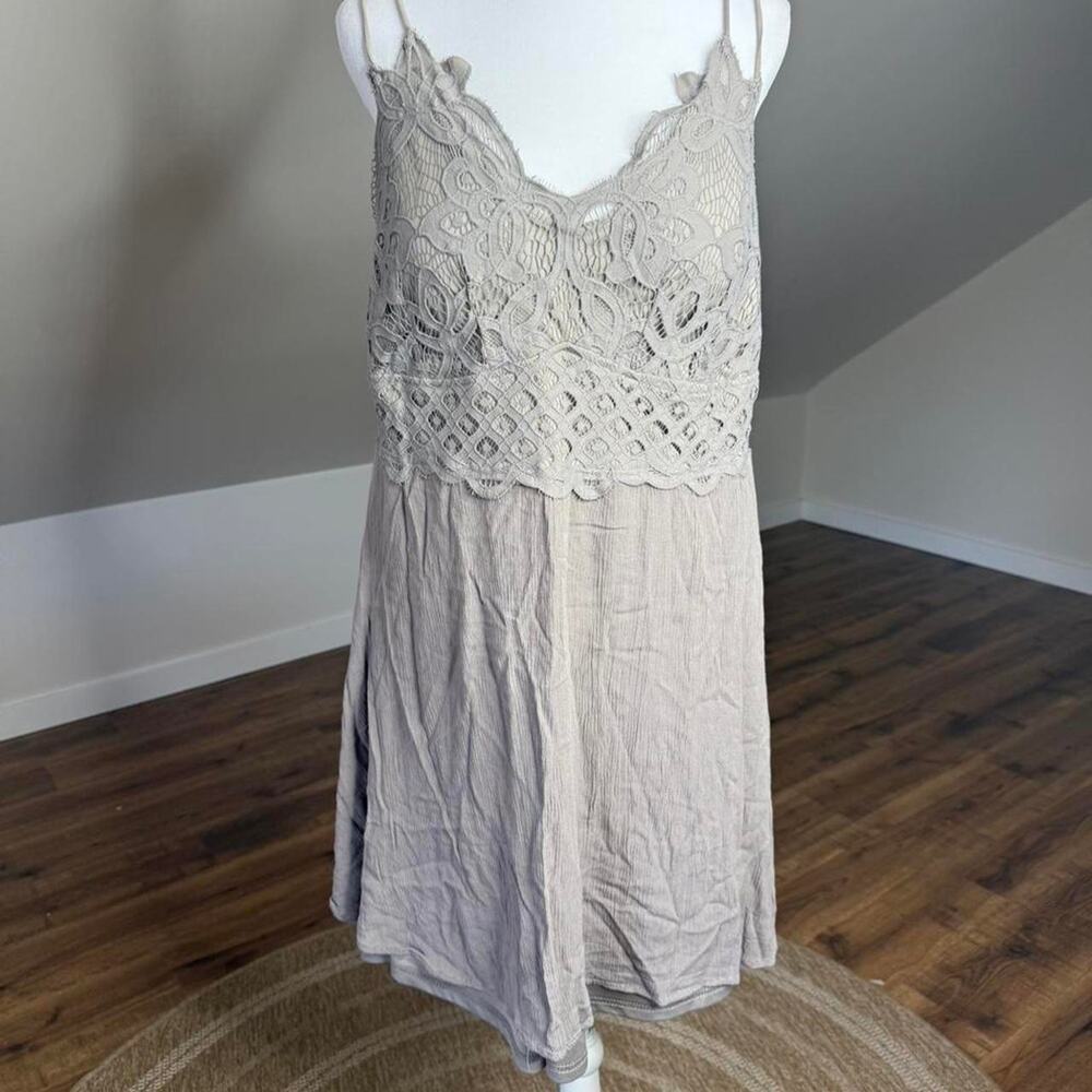 J for Justify Lace Crochet Taupe Dress | Size 2X | Boho Beachy Vibes